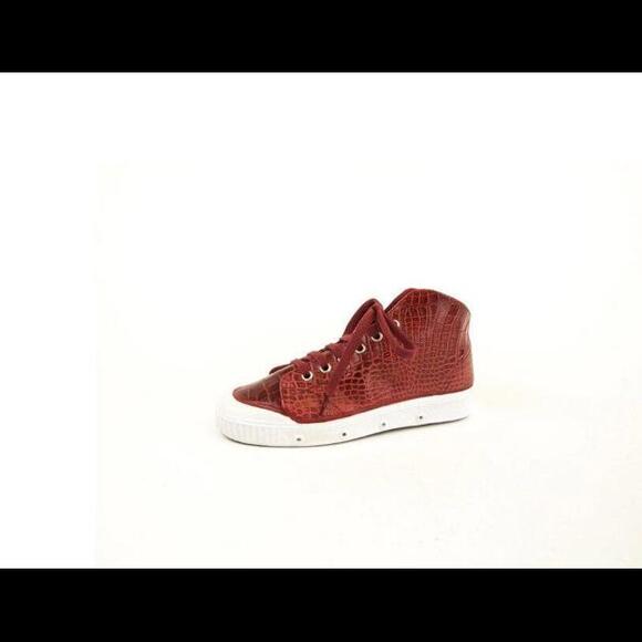 NEW SPRING COURT WOMENS ROUGE RED CROCO LEATHER HIGH TOP SNEAKERS SIZE CHOICE - Picture 5 of 5